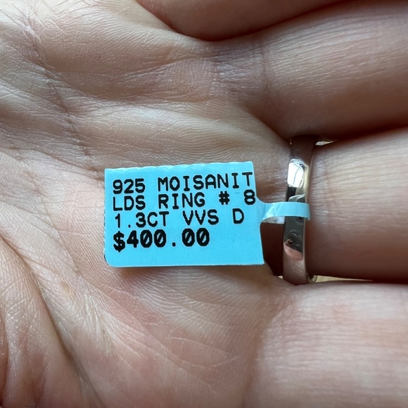 Moissanite Triple Halo Ring – 1.36 CT, VVS1 D Color – 925 Silver – Size 8 - Picture 8 of 9